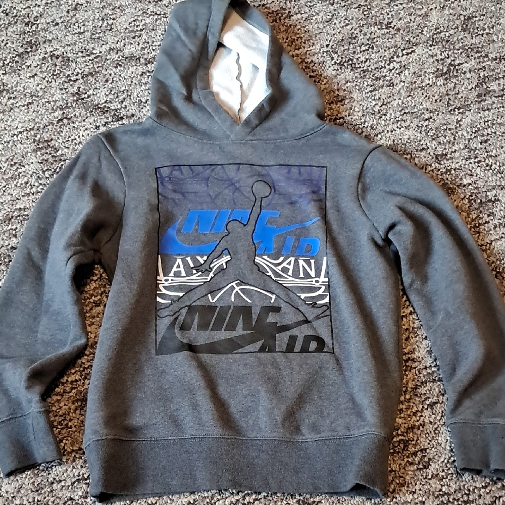 Nike Gray Hoodie with Blue Graphic